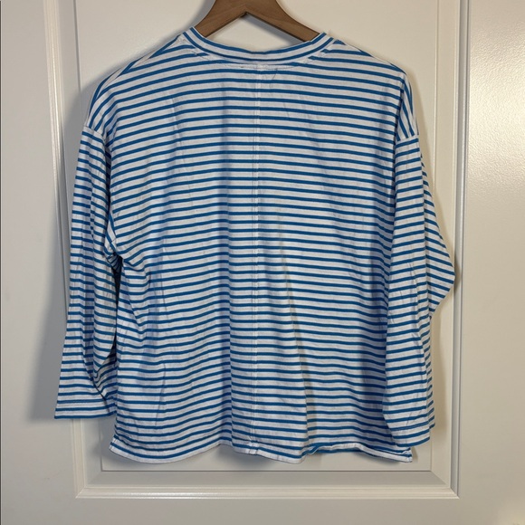 AYR Blue & White French Fry Striped Long Sleeve Tee Shirt Top size medium - Picture 3 of 7